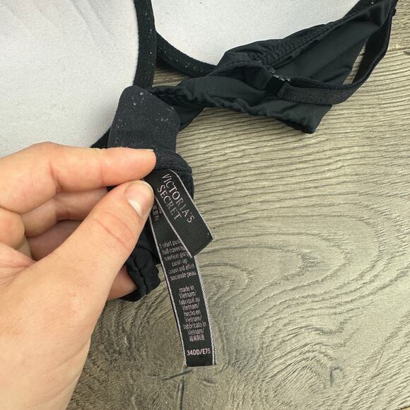 Victoria's Secret T-shirt Push-up Full Coverage Bra Ladies 34DD/E75 Black Sexy - Picture 6 of 7